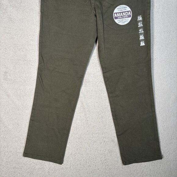 NWT Gloria Vanderbilt Amanda Jeans Women’s Size 16 Olive Green Tapered Leg - Picture 12 of 14